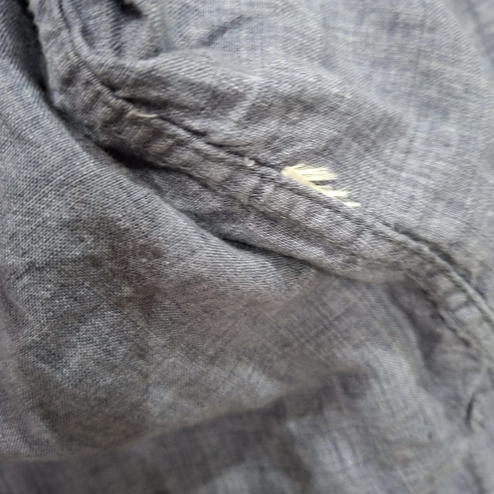 Banana Republic 100% Linen‎ Shirt L Blue Long Sleeve Button Up Beachy